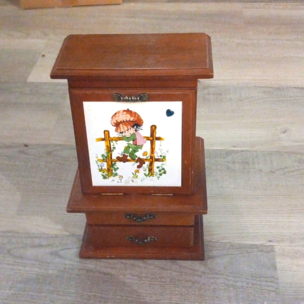 Vintage Jewelry Box With Gisela Gottschlich Tile Top, large Jewellery Box